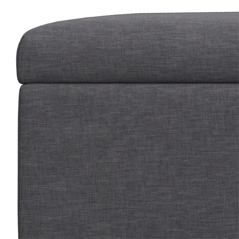 Gabbie 48 inch Wide Contemporary Storage Ottoman in Slate Gray Polyester Linen