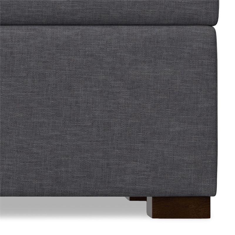Gabbie 48 inch Wide Contemporary Storage Ottoman in Slate Gray Polyester Linen