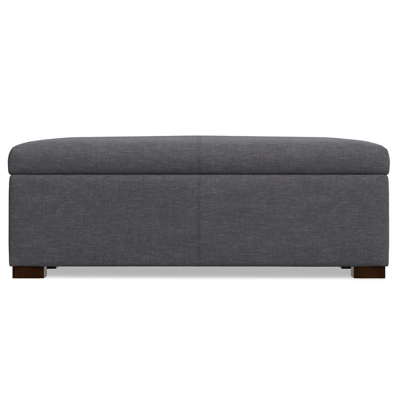 Gabbie 48 inch Wide Contemporary Storage Ottoman in Slate Gray Polyester Linen