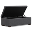 Gabbie 48 inch Wide Contemporary Storage Ottoman in Slate Gray Polyester Linen