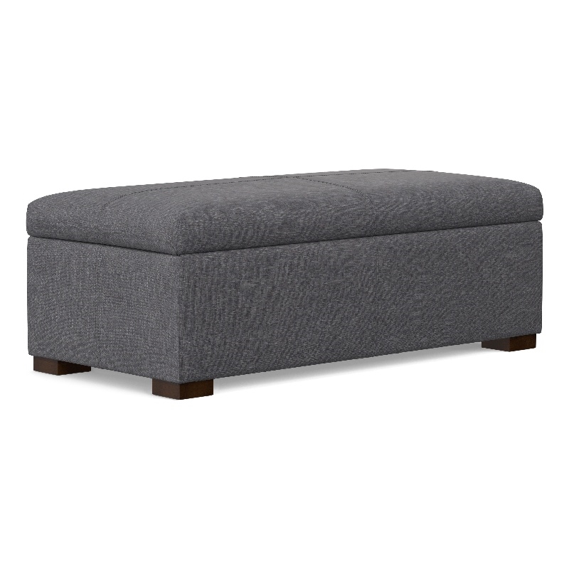 Gabbie 48 inch Wide Contemporary Storage Ottoman in Slate Gray Polyester Linen