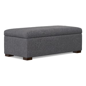 Gabbie 48 inch Wide Contemporary Storage Ottoman in Slate Gray Polyester Linen