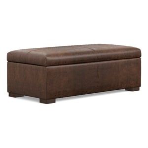 Gabbie 48&quot WD Contemporary Storage Ottoman in Chestnut Brown Vegan Faux Leather