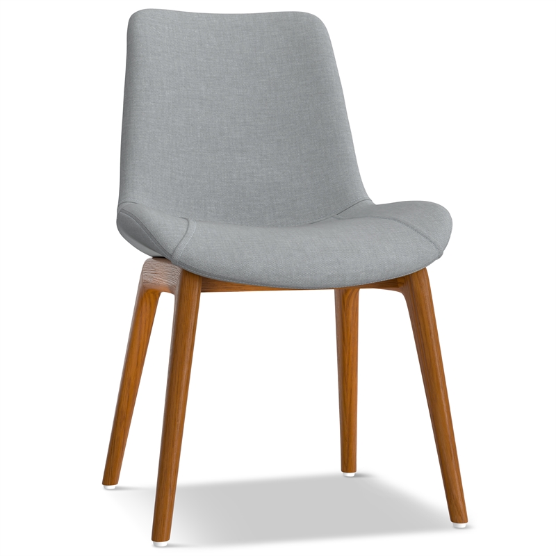 Loretta SOLID WOOD Modern Dining Chair(Setof 2) in Light Gray Linen Look Fabric