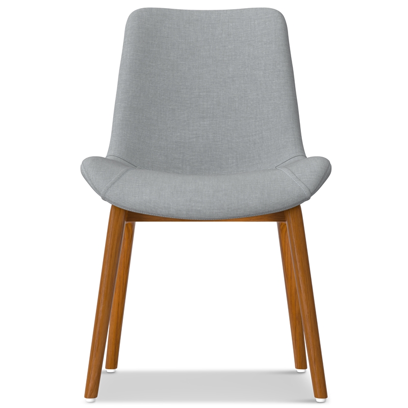 Loretta SOLID WOOD Modern Dining Chair(Setof 2) in Light Gray Linen Look Fabric