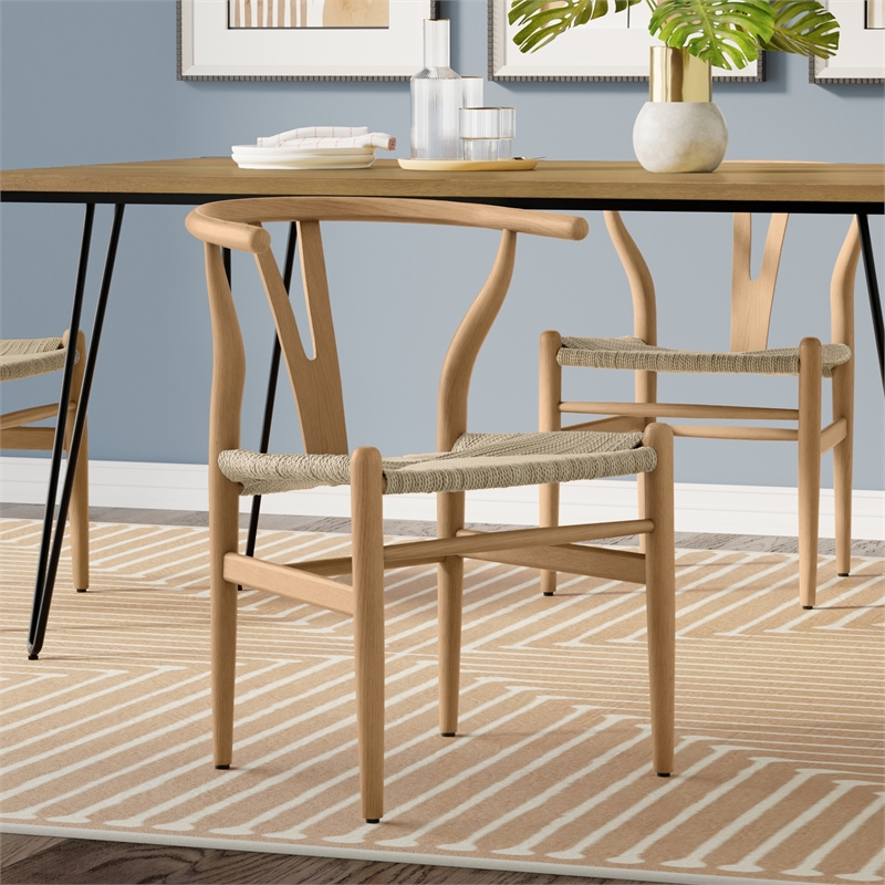 Hershey  Mid Century Modern Dining Chair (Setof 2) in Natural & Fully Assembled