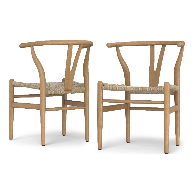 Hershey  Mid Century Modern Dining Chair (Setof 2) in Natural & Fully Assembled