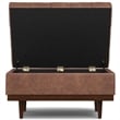 Mariah 34 inch Wide Coffee Table Storage Ottoman in Brown Vegan Faux Leather