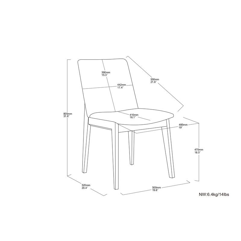 Selena Dining Chair (Setof 2) in Light Gray Linen Look Fabric & Fully Assembled