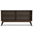 Draper SOLID HARDWOOD 30x 64inch Modern Low Bookcase in Walnut Brown