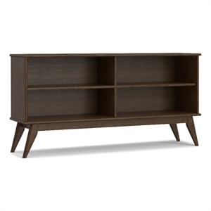 Draper SOLID HARDWOOD 30x 64inch Modern Low Bookcase in Walnut Brown