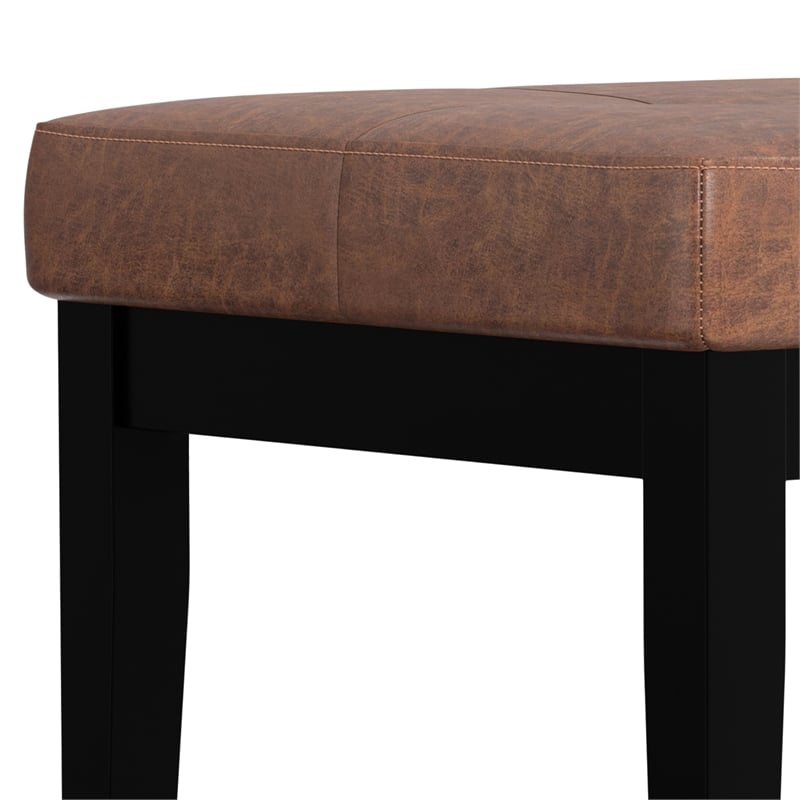 Lacey 26inch Wide Contemporary Tufted Ottoman Bench in Brown Vegan Faux Leather