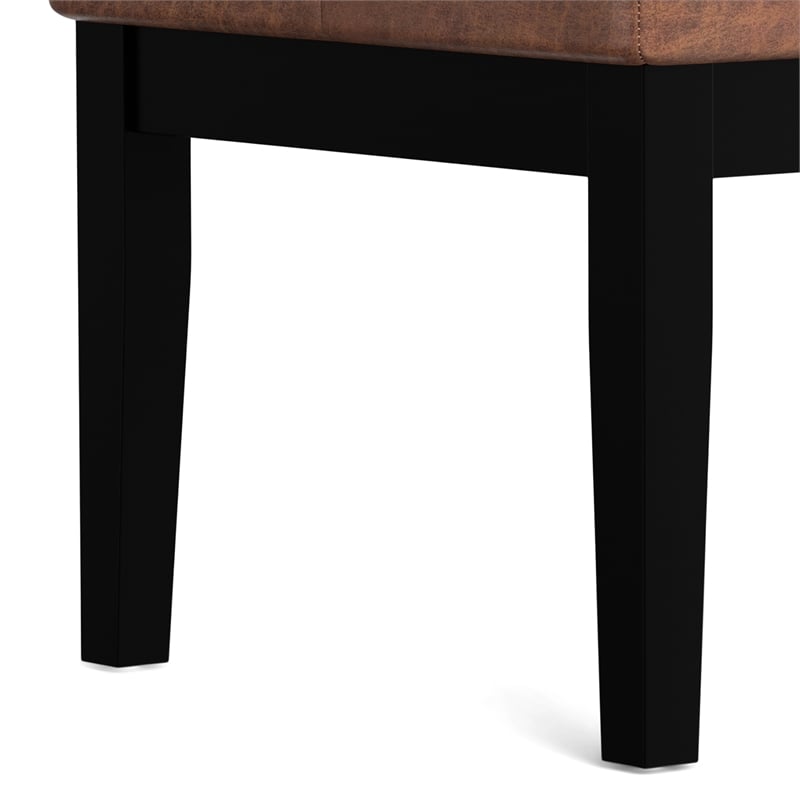 Lacey 26inch Wide Contemporary Tufted Ottoman Bench in Brown Vegan Faux Leather