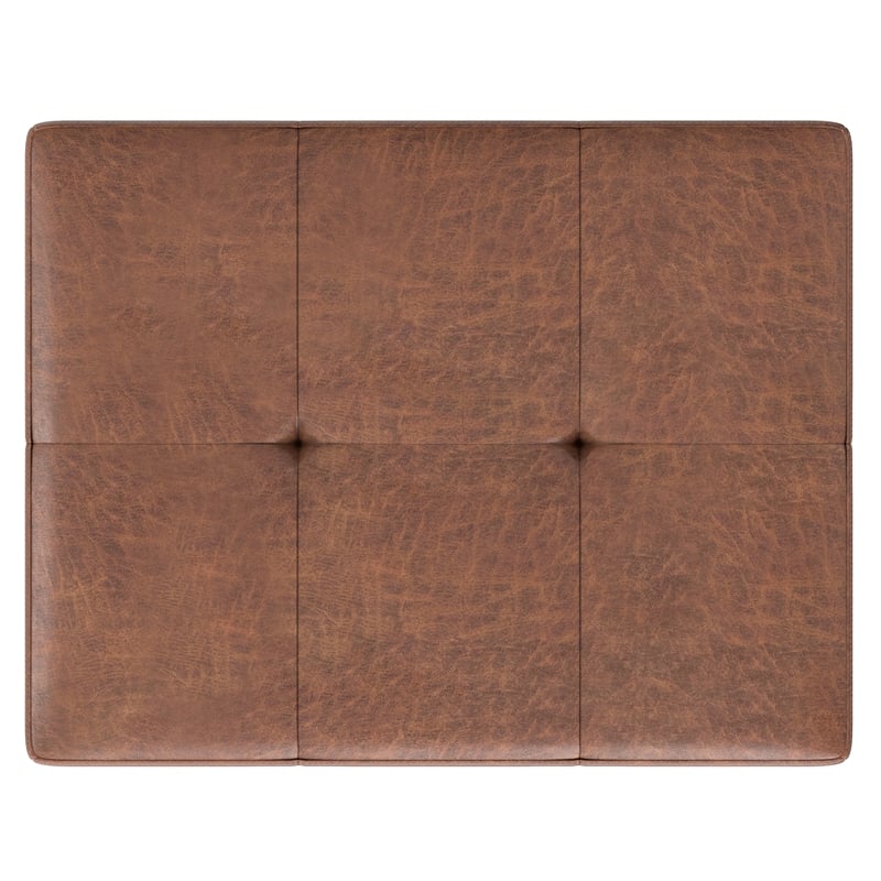 Lacey 26inch Wide Contemporary Tufted Ottoman Bench in Brown Vegan Faux Leather