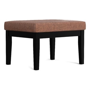 Lacey 26inch Wide Contemporary Tufted Ottoman Bench in Brown Vegan Faux Leather