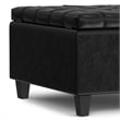 Harrison 30 inch Wide Coffee Table Storage Ottoman in Black Vegan Faux Leather