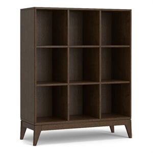 Harper SOLID HARDWOOD 52 x 42 inch Modern 9 Cube Storage in Walnut Brown