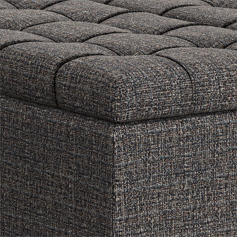 harrison 30&quot wd transitional coffee table storage ottoman in vegan faux leather