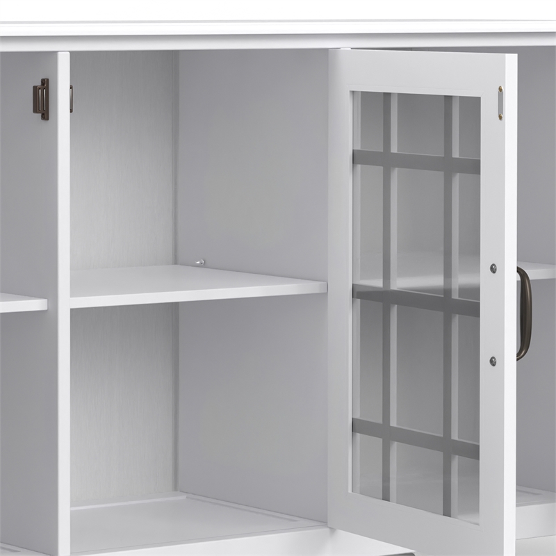 Connaught SOLID WOOD 60 inch Wide Traditional Storage Cabinet Buffet in White