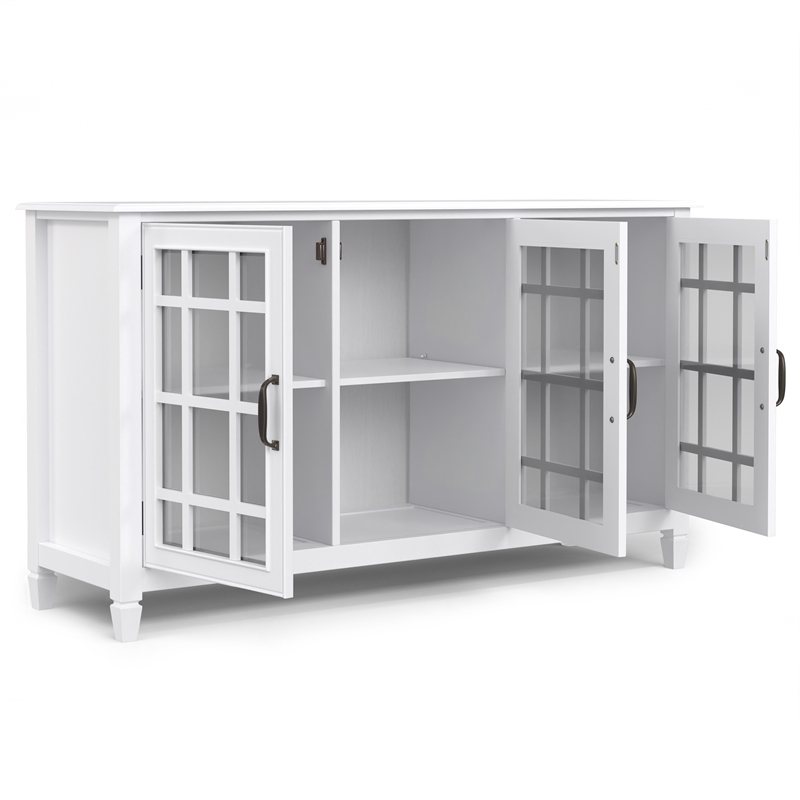 Connaught SOLID WOOD 60 inch Wide Traditional Storage Cabinet Buffet in White