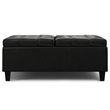 Harrison 40 inch WD Coffee Table Storage Ottoman in Black Vegan Faux Leather
