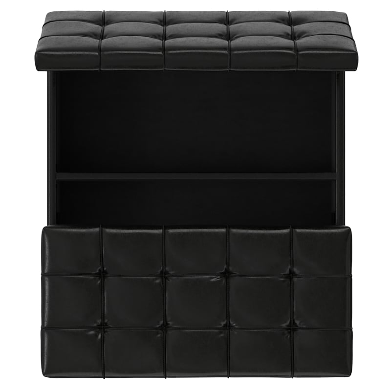 Harrison 40 inch WD Coffee Table Storage Ottoman in Black Vegan Faux Leather