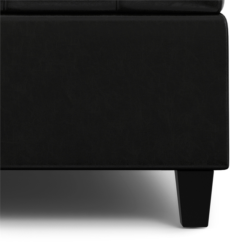 Harrison 40 inch WD Coffee Table Storage Ottoman in Black Vegan Faux Leather