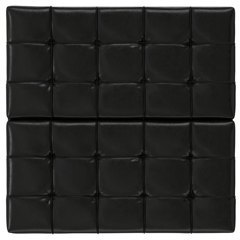 Harrison 40 inch WD Coffee Table Storage Ottoman in Black Vegan Faux Leather