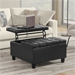 Harrison 30 inch Wide Coffee Table Storage Ottoman in Black Vegan Faux Leather