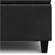 Harrison 30 inch Wide Coffee Table Storage Ottoman in Black Vegan Faux Leather