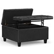 Harrison 30 inch Wide Coffee Table Storage Ottoman in Black Vegan Faux Leather