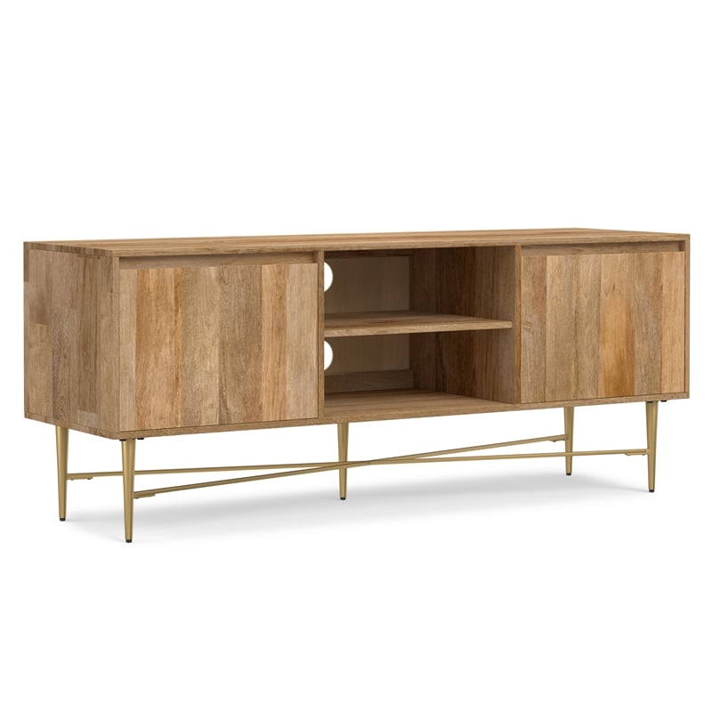 Fallon WOOD 60 inch Wide TV Media Stand in Natural For TVs up to 65 inches