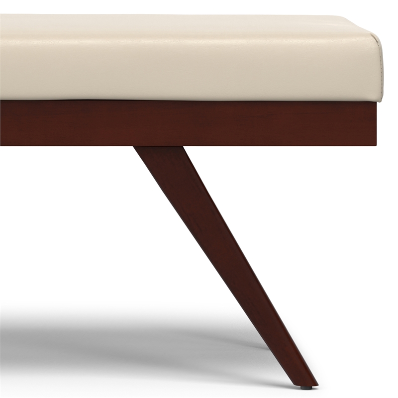 Chanelle 48 inch Wide Modern Ottoman Bench in Satin Cream Vegan Faux Leather