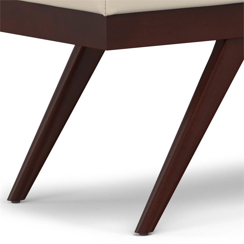 Chanelle 48 inch Wide Modern Ottoman Bench in Satin Cream Vegan Faux Leather