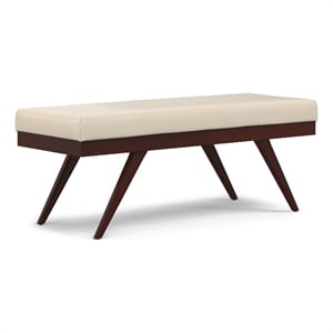 Chanelle 48 inch Wide Modern Ottoman Bench in Satin Cream Vegan Faux Leather