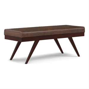 Chanelle 48&quot Wide Modern Ottoman Bench in Chestnut Brown Vegan Faux Leather