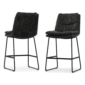Danika Modern Counter Height stool (Setof2) in Charcoal Gray Vegan Faux Leather