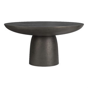 Alexa 30&quot Wide Metal Round Pedestal Coffee Table in Black Nickel & Assembled