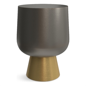 Anthony Contemporary 14&quot Wide Metal Side Table in Antique Bronze&Antique Brass