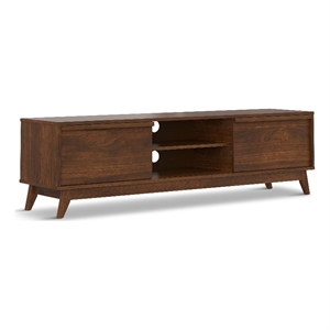 Lennon  72 inch Wide Mid Century Modern TV Media Stand in Walnut Veneer