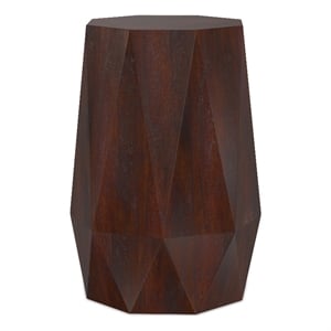 Kurt ACACIA WOOD 15&quot WD Polygon Side Table in Walnut Brown & Fully Assembled