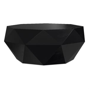 Zayn SOLID WOOD 35&quot Wide Irregular Coffee Table in Black & Fully Assembled