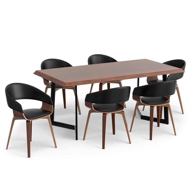 Lowell/Watkins 7 Pc Dining Set with 6 Dining Chairs in Black Vegan Faux Leather
