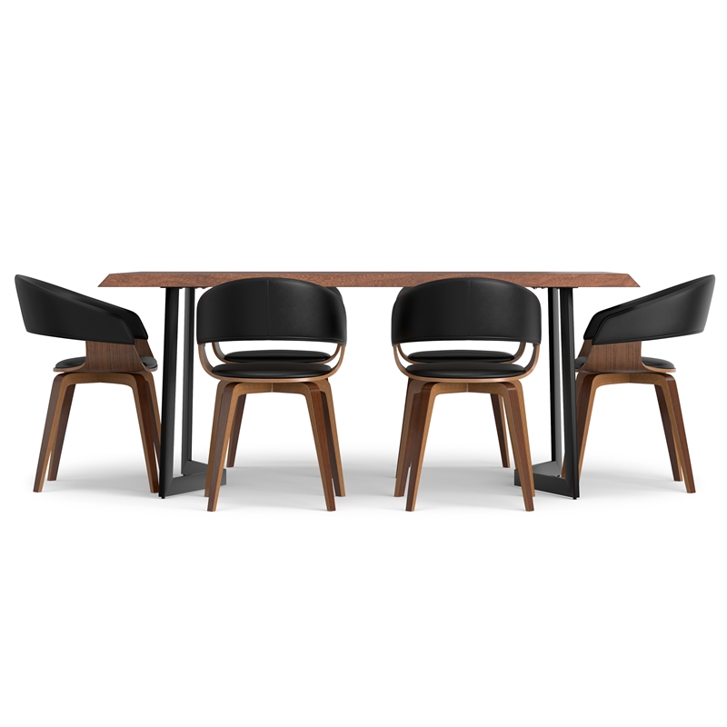 Lowell/Watkins 7 Pc Dining Set with 6 Dining Chairs in Black Vegan Faux Leather