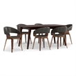Lowell/Draper 7 Pc Dining Set with 6 Dining Chairs in Brown Vegan Faux Leather