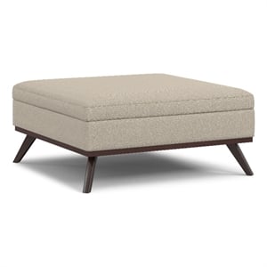 Owen 40&quot WD XL Coffee Table Storage Ottoman in Natural Polyester & Assembled
