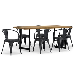 Larkin/Watkins WOOD & Metal Modern 7Pc Dining Set with 6Dining Chairs in Multi