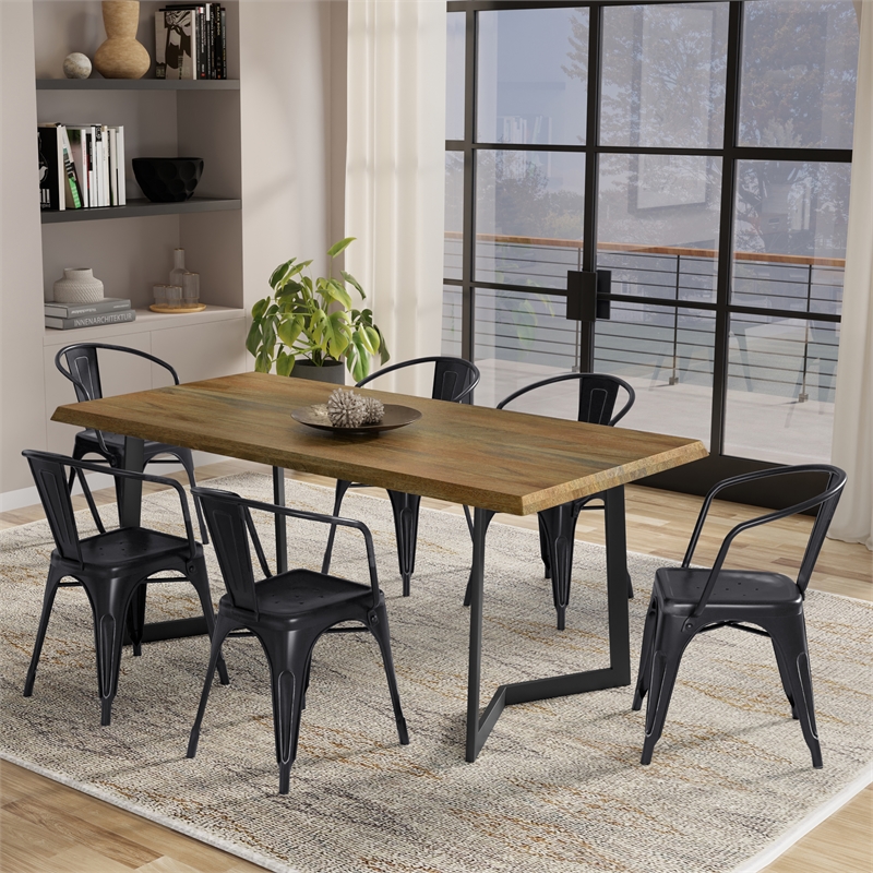 Larkin/Watkins WOOD & Metal Modern 7Pc Dining Set with 6Dining Chairs in Multi