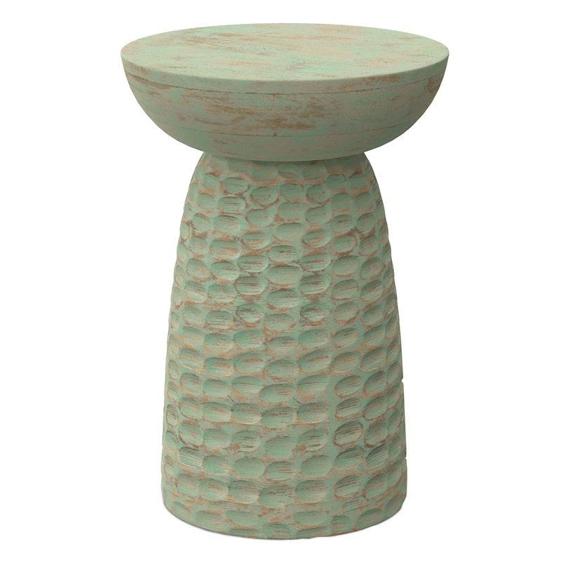 Boyd 13 inch Wide Solid Wood Contemporary Accent Table in Green Wash & Assembled