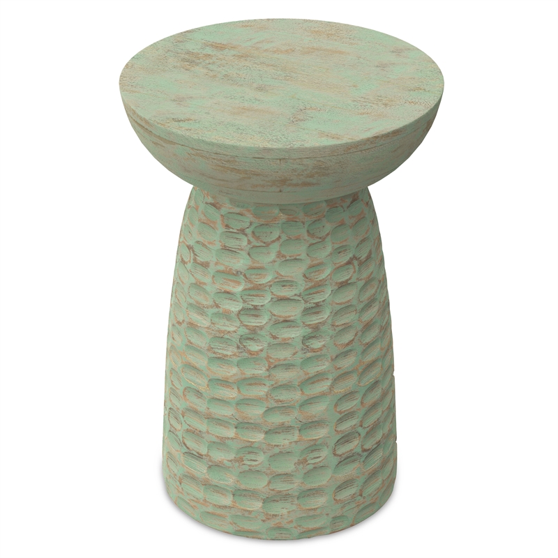 Boyd 13 inch Wide Solid Wood Contemporary Accent Table in Green Wash & Assembled